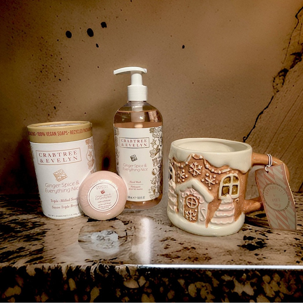 Crabtree & Evelyn NWT Ginger Spice & Everything Nice Scented Hand Wash Soap Mug